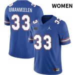 Women's Florida Gators #33 Princely Umanmielen NCAA Jordan Brand Royal NIL 2022 Authentic Stitched College Football Jersey LUT1262NC